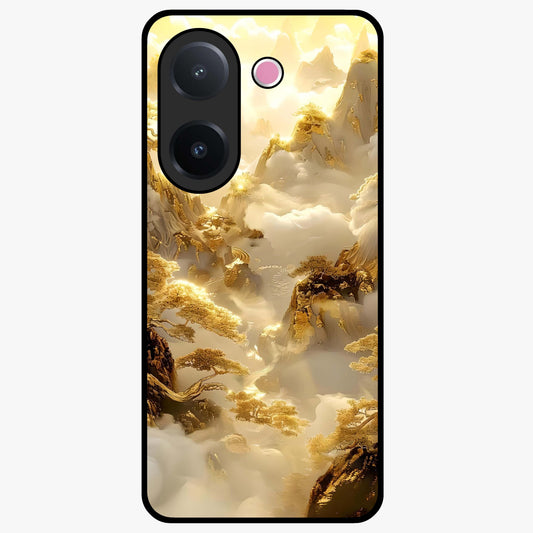 Gates Of Illumination Glass Case showing flat back view with mystical illuminated gate artwork and glossy glass finish.