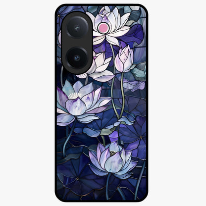 Gloss Petal Rush Glass Case showing flat back view with glossy flower petal artwork and smooth glass finish.