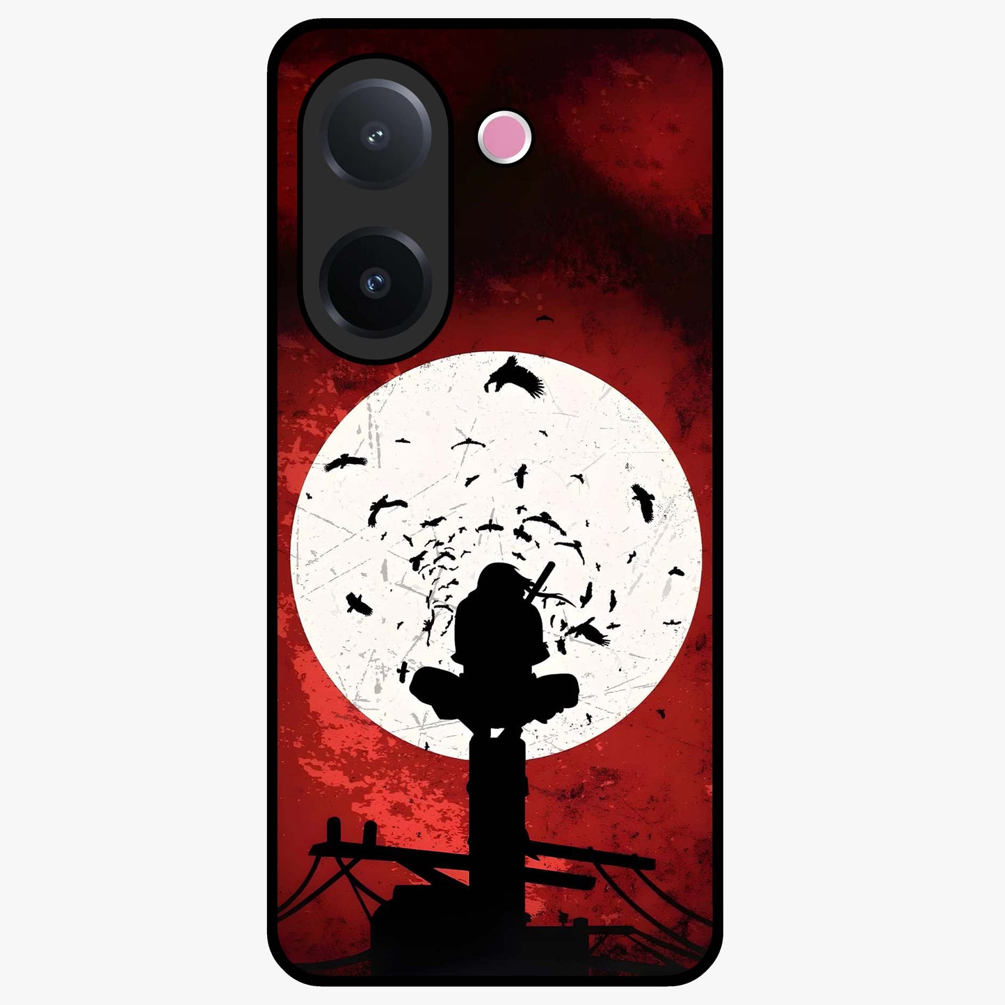 Itachi Limited Edition Naruto Anime Glass Case showing flat back view with iconic anime character artwork and glossy glass finish.