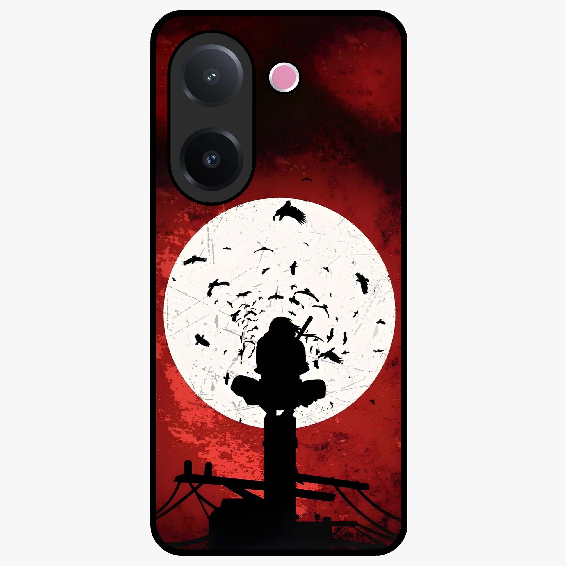 Itachi Limited Edition Naruto Anime Glass Case showing flat back view with iconic anime character artwork and glossy glass finish.