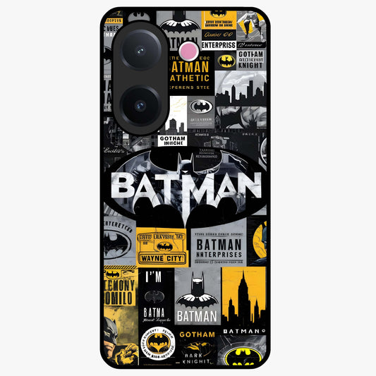 Knight Gotham Rise Glass Case showing flat back view with dark hero inspired artwork and glossy glass finish.