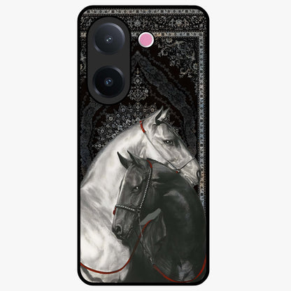 Majestic Ride Legacy Glass Case showing flat back view with powerful automotive inspired artwork and glossy glass finish.