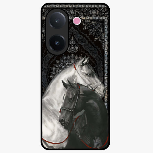 Majestic Ride Legacy Glass Case showing flat back view with powerful automotive inspired artwork and glossy glass finish.