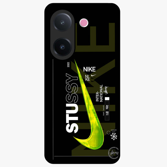 Neon Street Edition Glass Case showing flat back view with neon street style artwork and glossy glass finish.