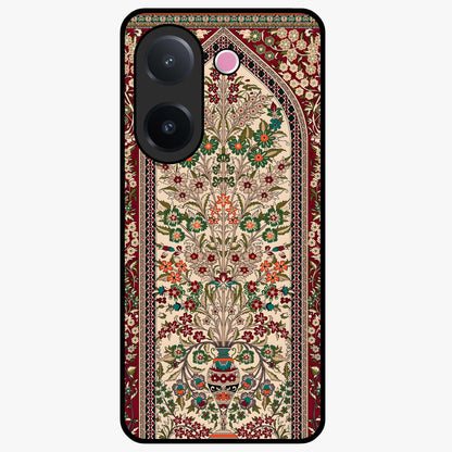 Persian Inspired Glass Case showing flat back view with ornate Persian style pattern artwork and glossy glass finish.