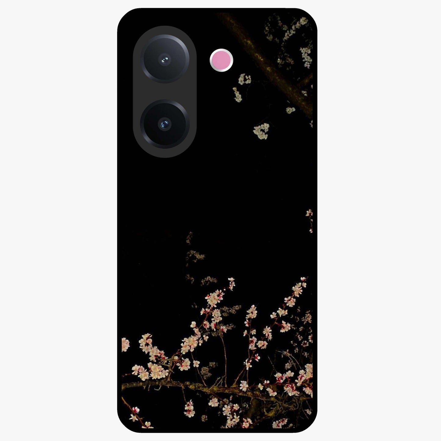 Petal Moon Light With Custom Name Glass Case showing flat back view with floral moonlight artwork and personalized name design.