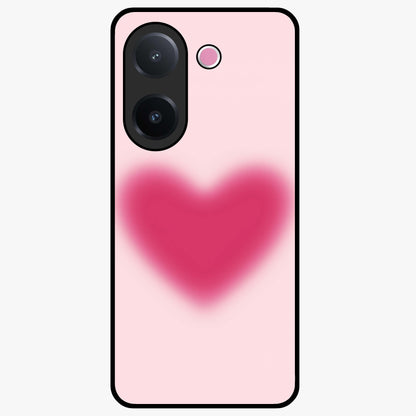 Pink Aura Heart Glass Case showing flat back view with glowing heart artwork and glossy glass finish.