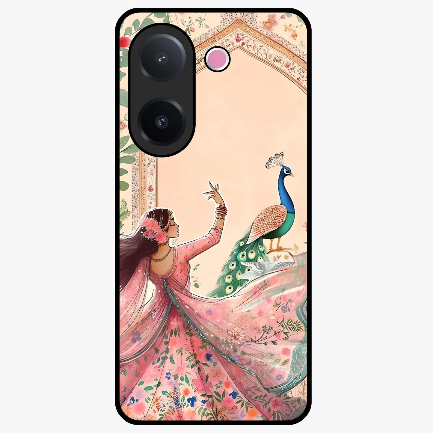 Royal Grace Muse Glass Case showing flat back view with elegant artistic artwork and glossy glass finish.