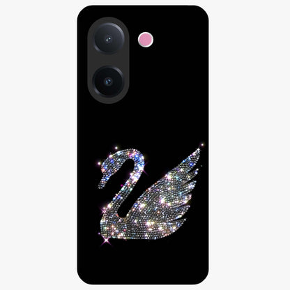Starlit Swan Grace Glass Case showing flat back view with graceful swan artwork under starry sky and glossy glass finish.