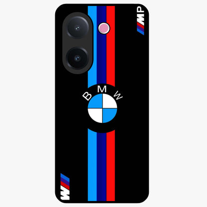 Turbo BMW Beast Glass Case showing flat back view with high performance sports car artwork and glossy glass finish.