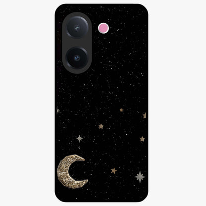 Twinkle Star With Half Moon Glass Case showing flat back view with star and half moon artwork and glossy glass finish.