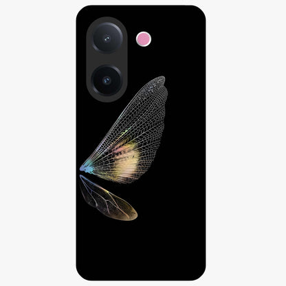 Whispers Of Wings Glass Case showing flat back view with graceful wing inspired artwork and glossy glass finish.