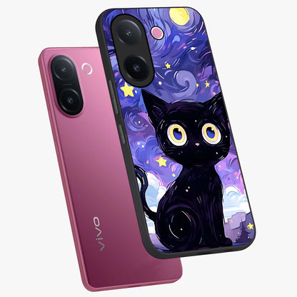 Abstract Cat Art Glass Case displayed in angled mockup highlighting modern abstract cat artwork and sleek glass surface.