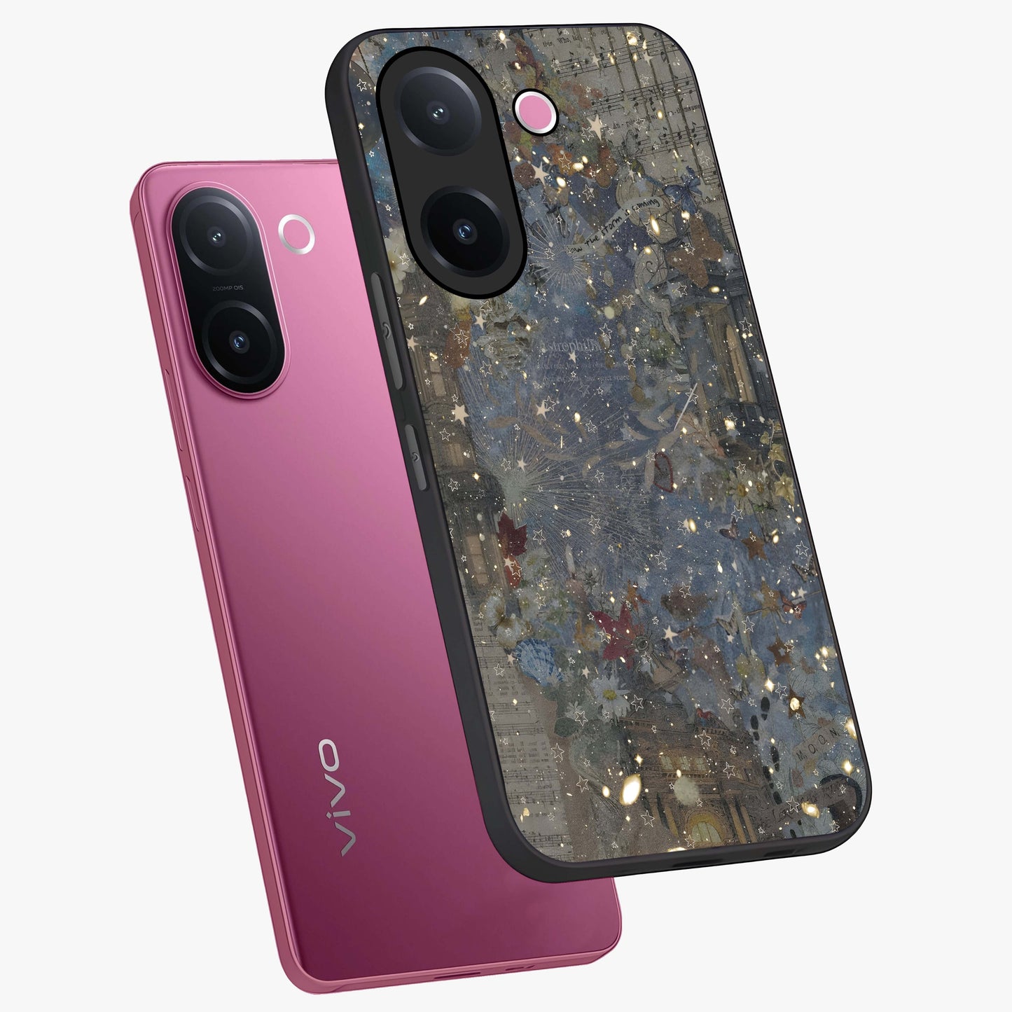 Aesthetic Astrolophia Glass Case displayed in angled mockup highlighting artistic aesthetic elements and smooth glass surface.