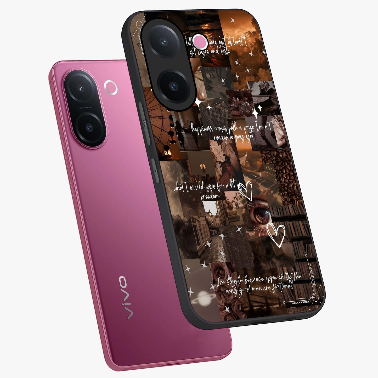 Bittersweet Aesthetic Chaos Glass Case displayed in angled mockup highlighting expressive abstract artwork and edgy aesthetic theme.