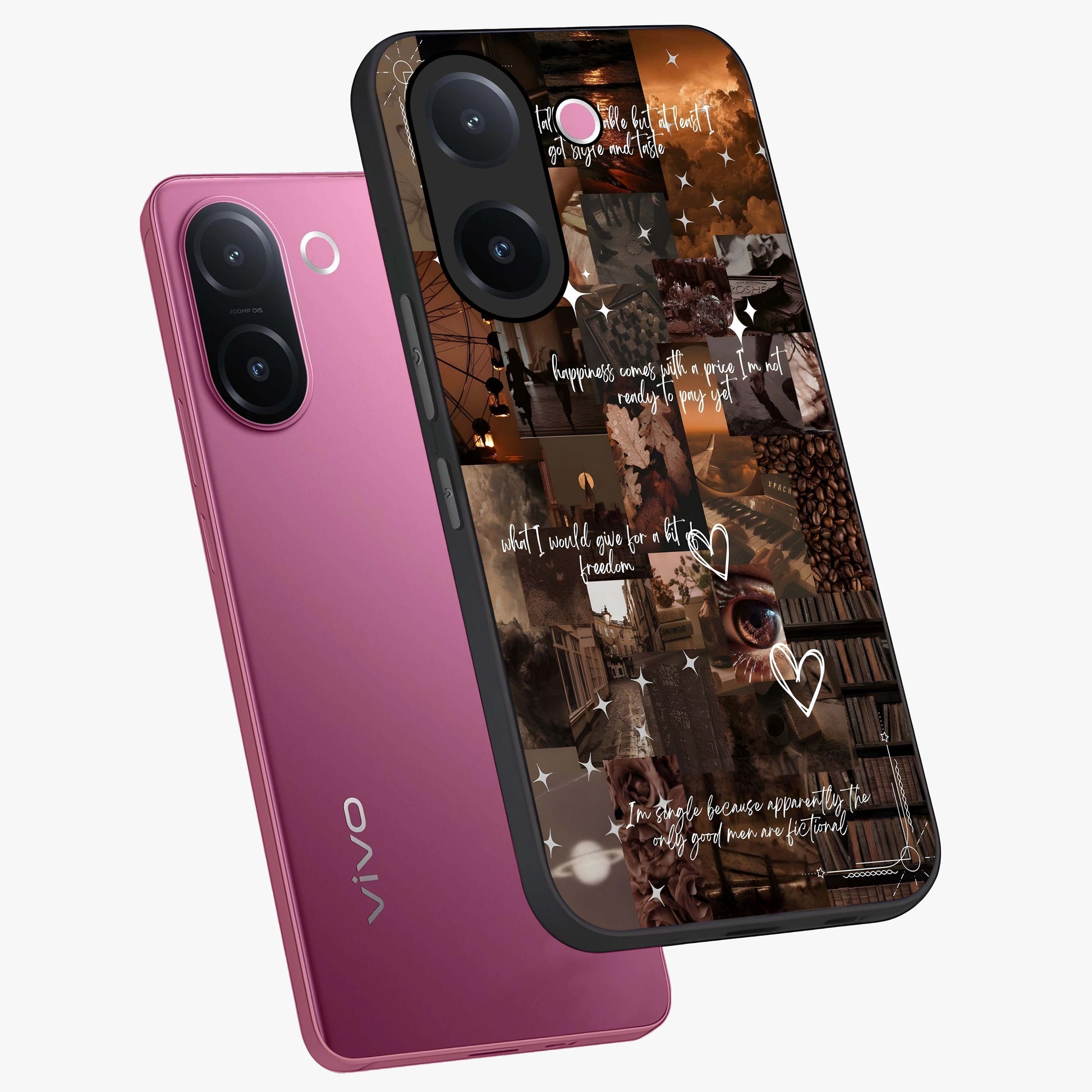 Bittersweet Aesthetic Chaos Glass Case displayed in angled mockup highlighting expressive abstract artwork and edgy aesthetic theme.