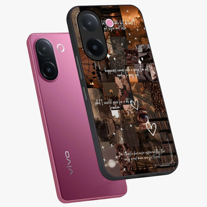 Bittersweet Aesthetic Chaos Glass Case displayed in angled mockup highlighting expressive abstract artwork and edgy aesthetic theme.