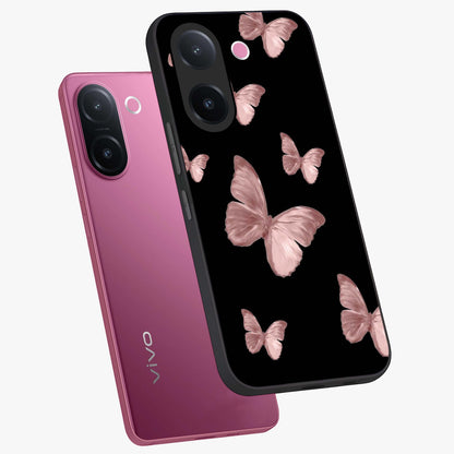 Butterfly Pattern Glass Case displayed in angled mockup highlighting delicate butterfly design and aesthetic pattern style.