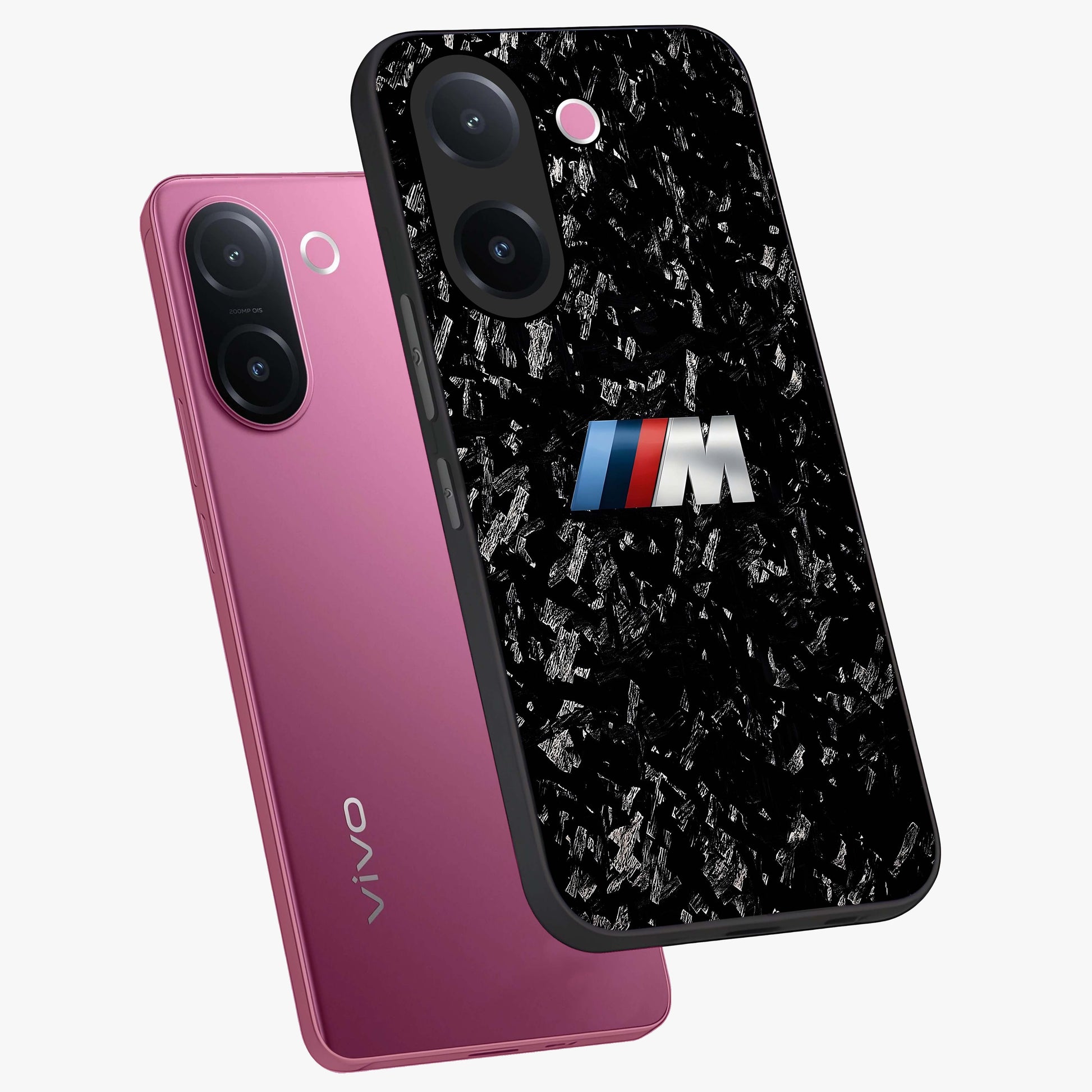 Carbon Speed Mark Glass Case displayed in angled mockup highlighting racing inspired carbon design and sleek aesthetic style.