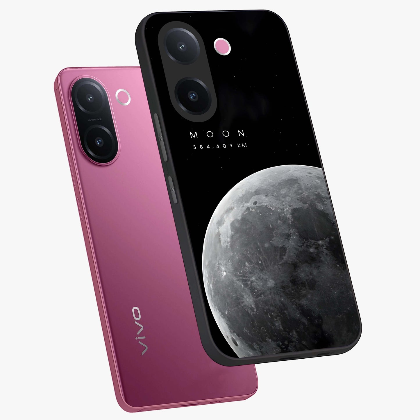 Cosmic Moon Glow Glass Case displayed in angled mockup highlighting celestial moon design with cosmic aesthetic theme.