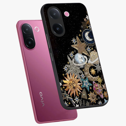 Cosmic Sparkle Dreams Glass Case displayed in angled mockup highlighting dreamy star sparkle design with celestial aesthetic.