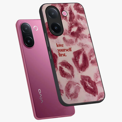Crimson Kiss Love Glass Case displayed in angled mockup highlighting bold love inspired design with modern aesthetic style.
