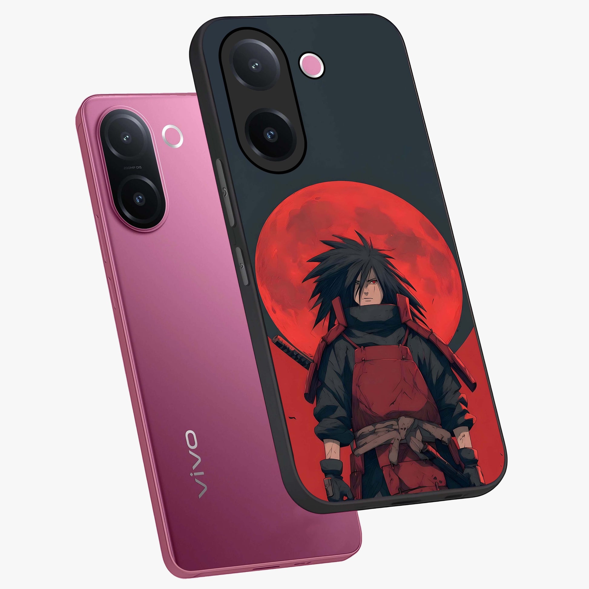 Crimson Moon Warlord Glass Case displayed in angled mockup highlighting dramatic crimson moon design with fantasy aesthetic.