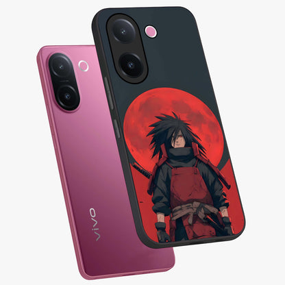 Crimson Moon Warlord Glass Case displayed in angled mockup highlighting dramatic crimson moon design with fantasy aesthetic.