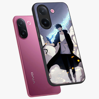 Dark Lightning Anime Warrior Glass Case displayed in angled mockup highlighting powerful lightning themed anime illustration.
