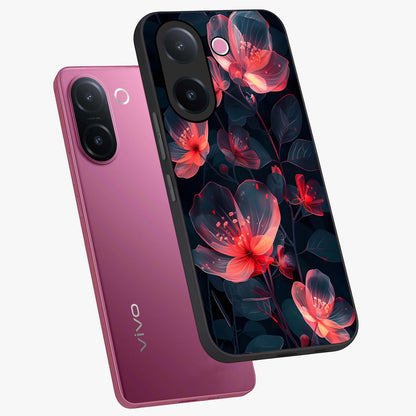 Dark Shade of Flower Glass Case displayed in angled mockup highlighting moody floral illustration with aesthetic dark tones.