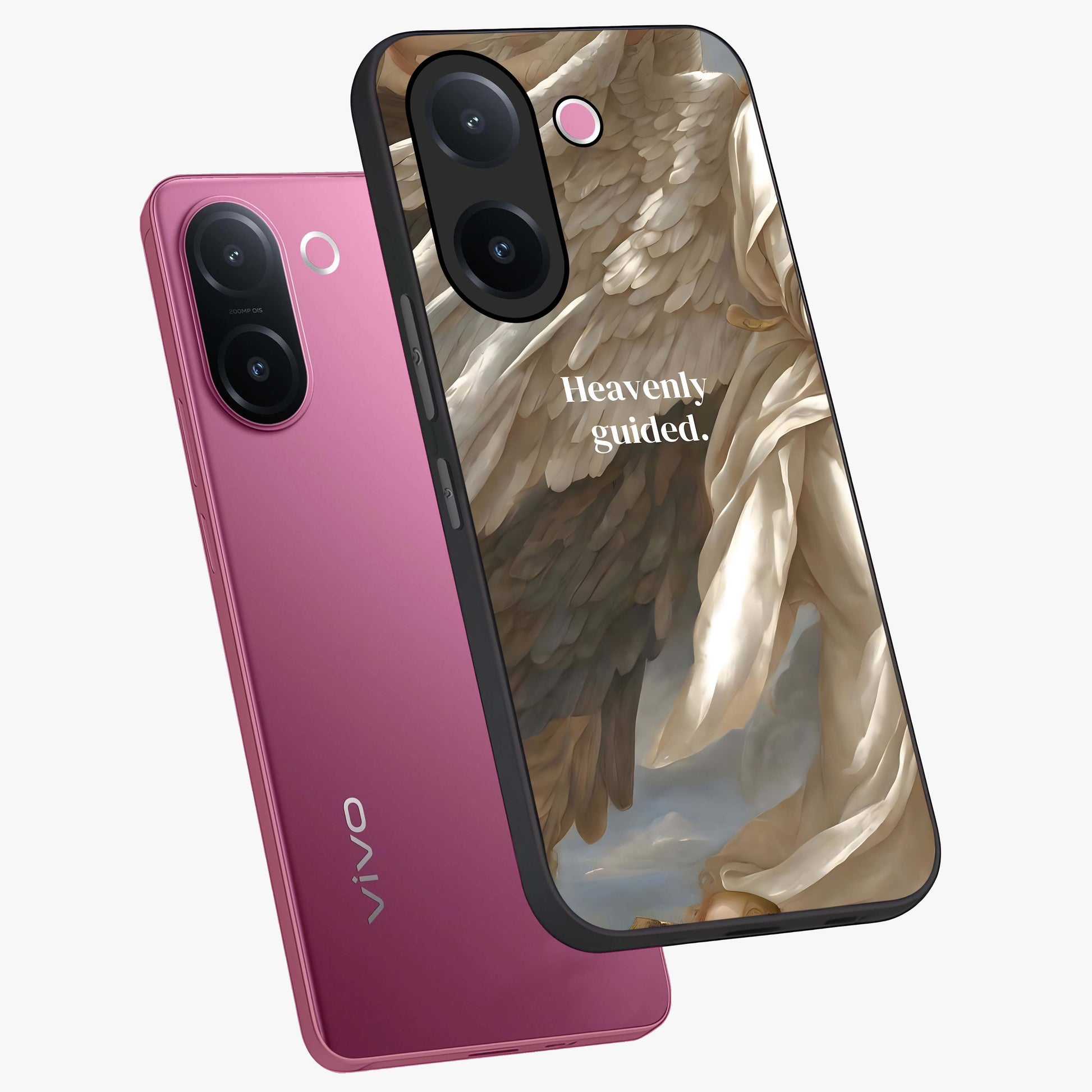 Divine Winged Grace Glass Case displayed in angled mockup highlighting graceful wing design with divine aesthetic style.