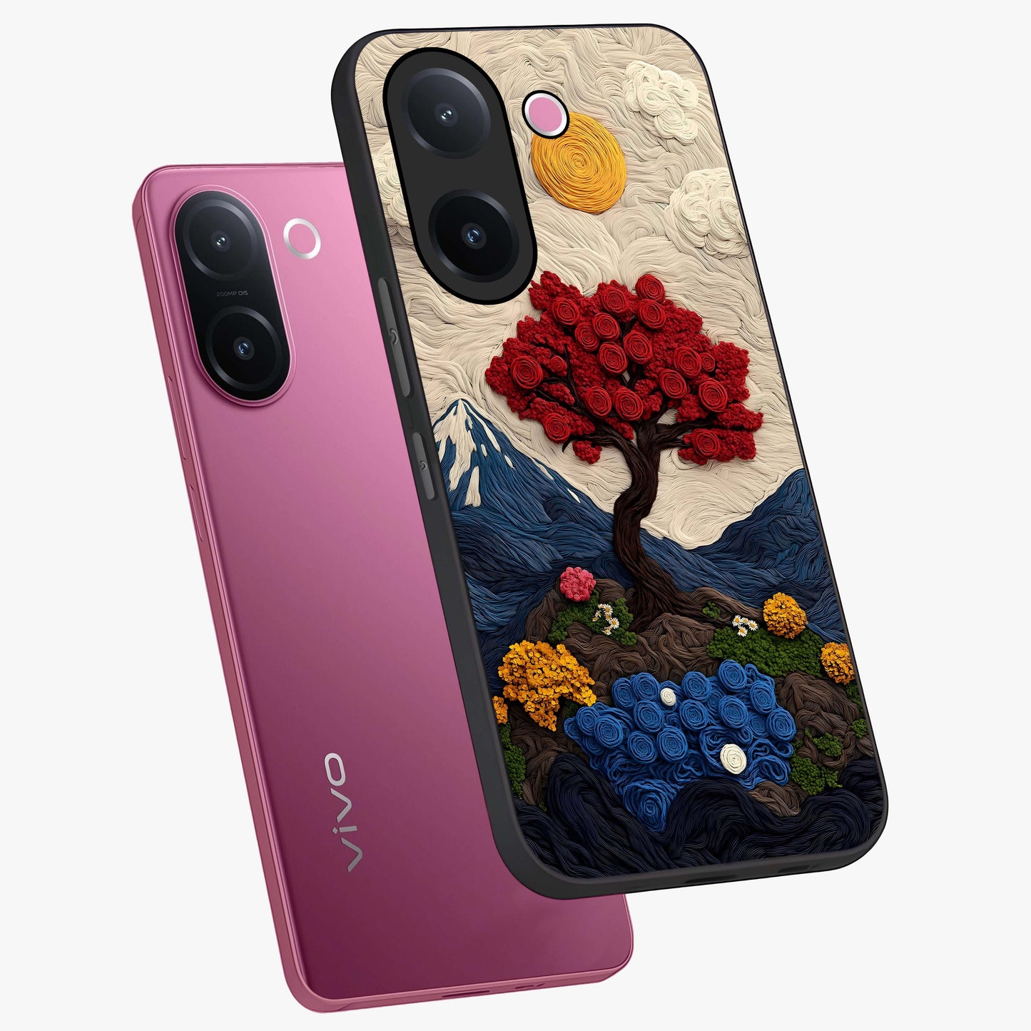 Eternal Nature Tapestry Glass Case displayed in angled mockup highlighting detailed botanical pattern with artistic aesthetic.