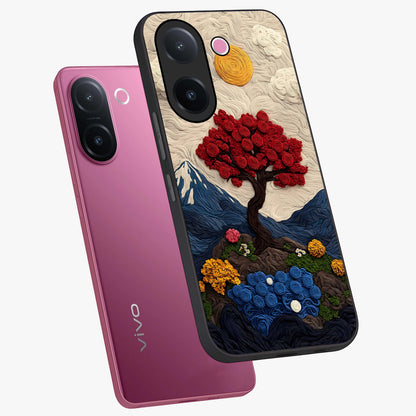 Eternal Nature Tapestry Glass Case displayed in angled mockup highlighting detailed botanical pattern with artistic aesthetic.