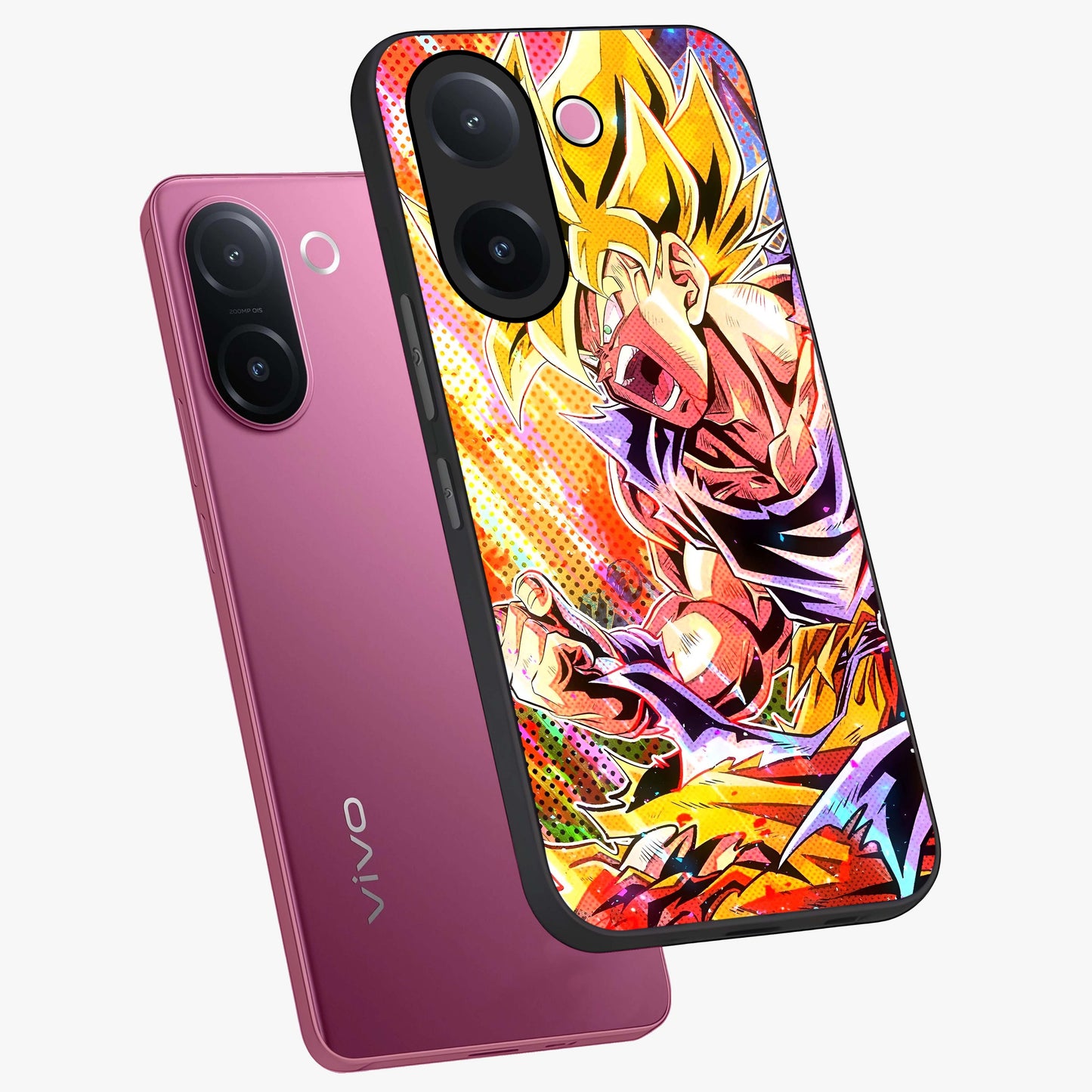 Firing Goku Glass Case displayed in angled mockup highlighting dynamic anime character design with action aesthetic.