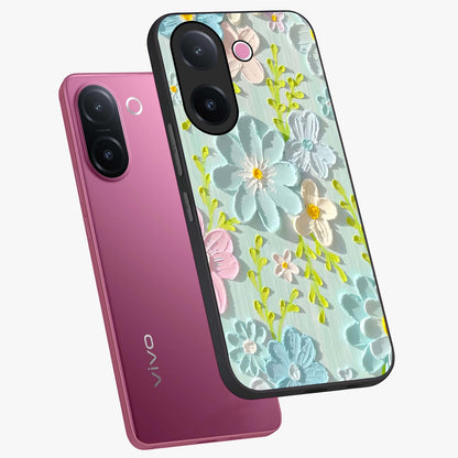 Frosted Petal Garden Glass Case displayed in angled mockup highlighting delicate flower petal design with calm garden aesthetic.