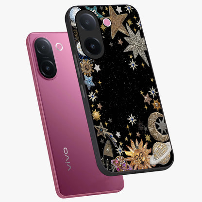 Galactic Jewel Stars Glass Case displayed in angled mockup highlighting shining celestial star design with cosmic aesthetic style.
