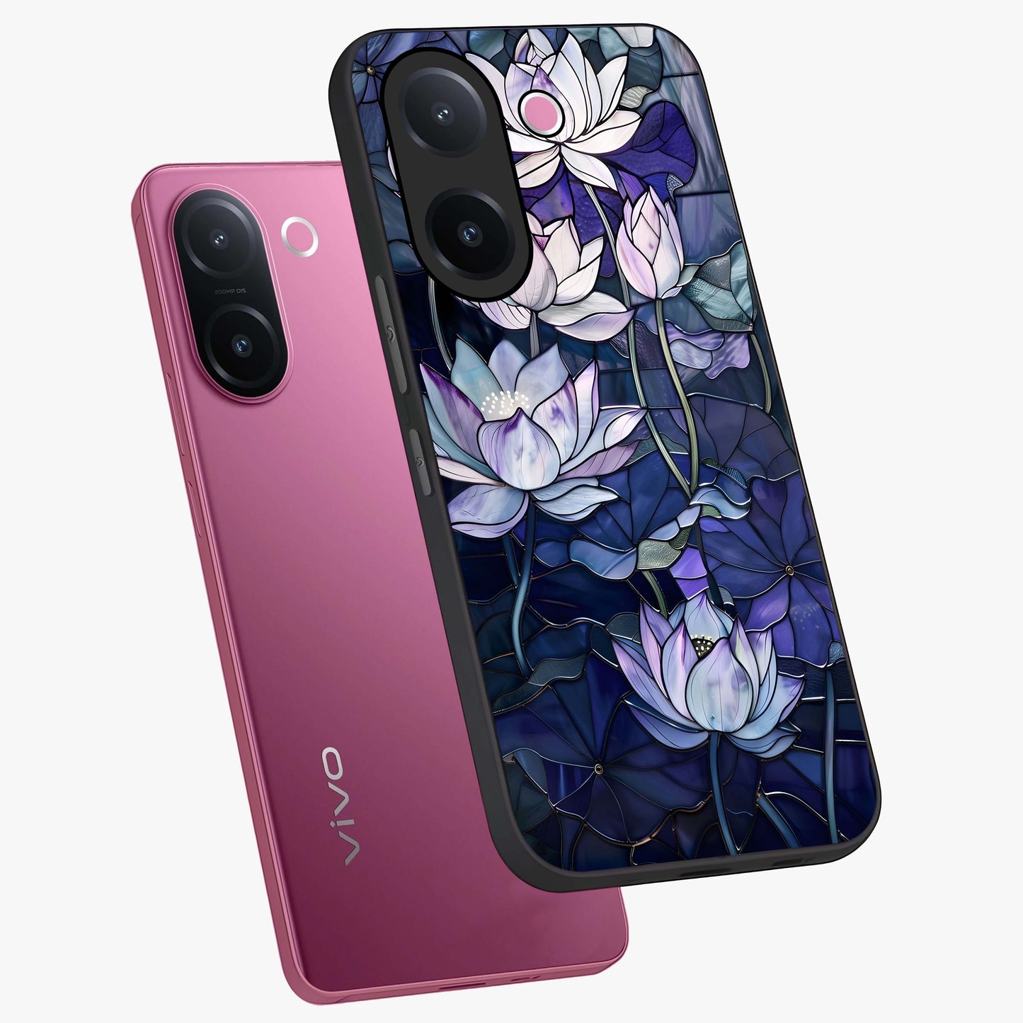 Gloss Petal Rush Glass Case displayed in angled mockup highlighting vibrant petal design with elegant floral aesthetic.