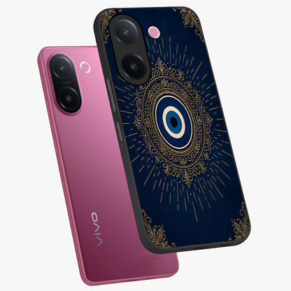Golden Celestial Charm Glass Case displayed in angled mockup highlighting sparkling cosmic charm design with celestial aesthetic.