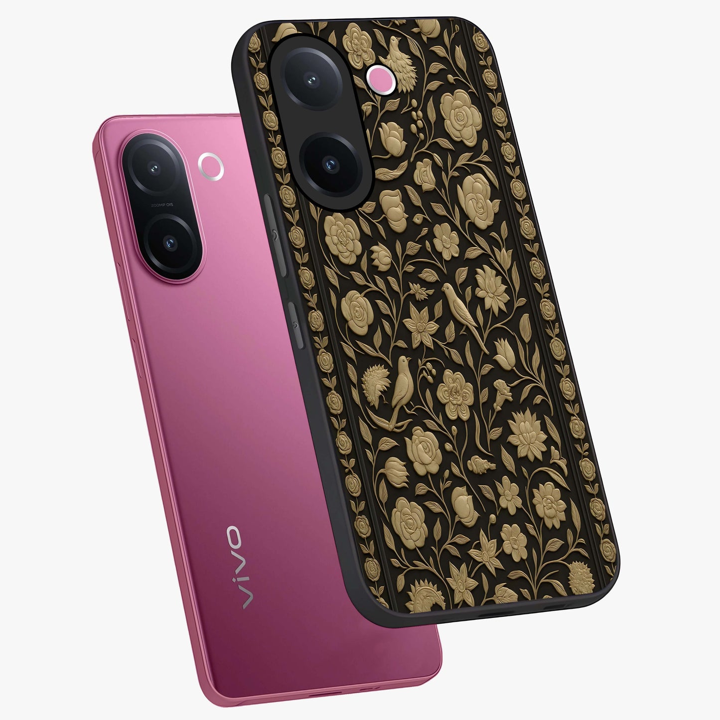 Golden Evil Eye Mandala Glass Case displayed in angled mockup highlighting protective evil eye symbol with golden mandala design.