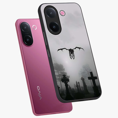 Graveyard Shadow Descent Glass Case displayed in angled mockup highlighting eerie shadow illustration with gothic aesthetic.