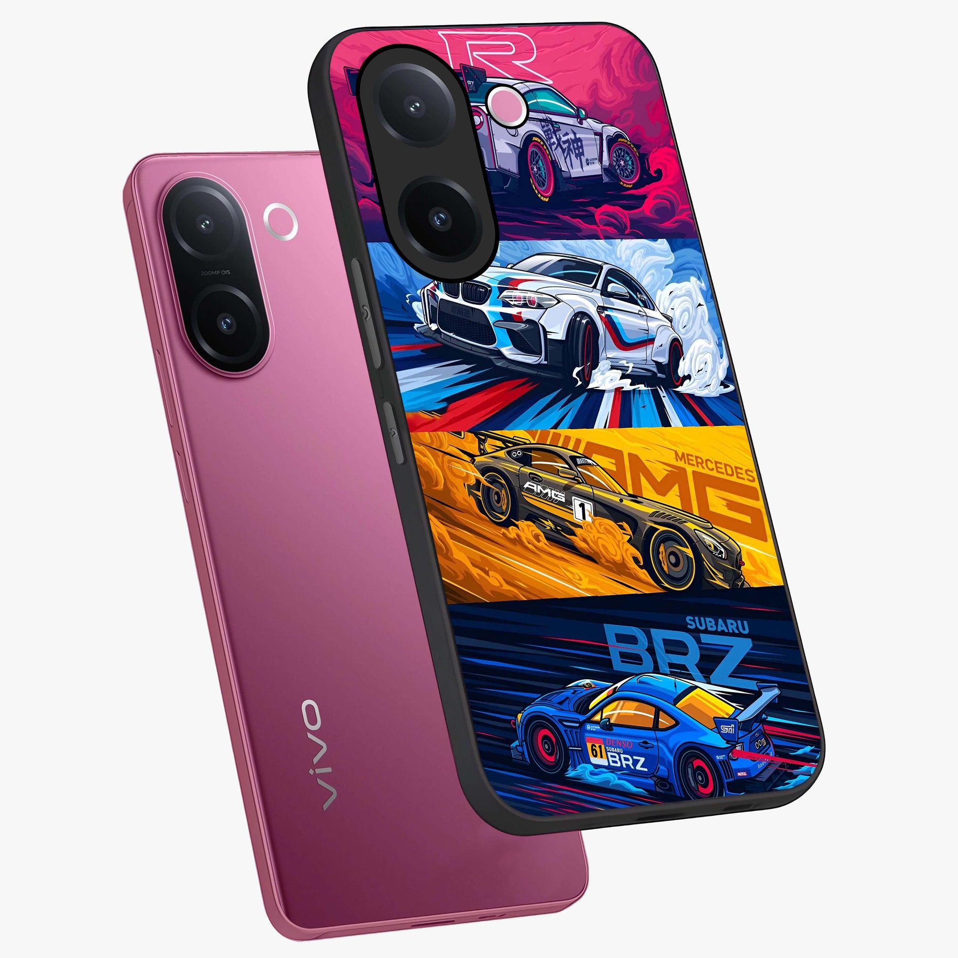 JDM Sports Car Glass Case displayed in angled mockup highlighting sleek Japanese racing car design with automotive aesthetic.