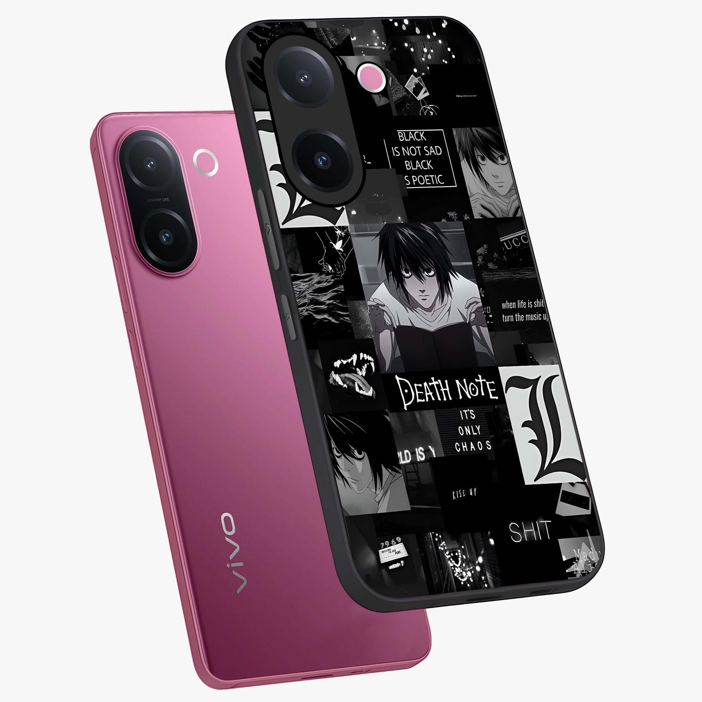 Midnight Chaos Mind Glass Case displayed in angled mockup highlighting chaotic artistic design with dramatic midnight aesthetic.