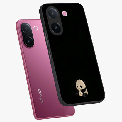 Midnight Panda Love Glass Case displayed in angled mockup highlighting adorable panda illustration with midnight aesthetic.
