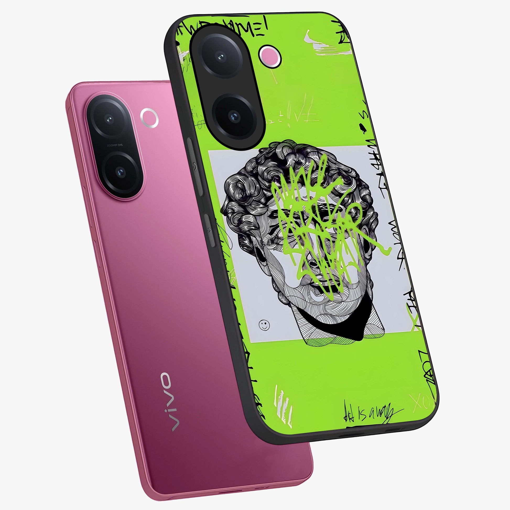 Neo Graffiti Rebellion Glass Case displayed in angled mockup highlighting urban street art design with rebellious aesthetic.