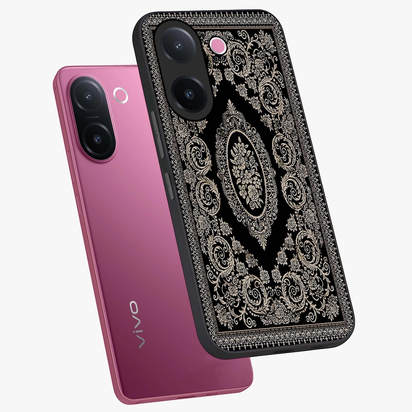 Noir Bloom Elegance Glass Case displayed in angled mockup highlighting refined flower design with stylish noir aesthetic.