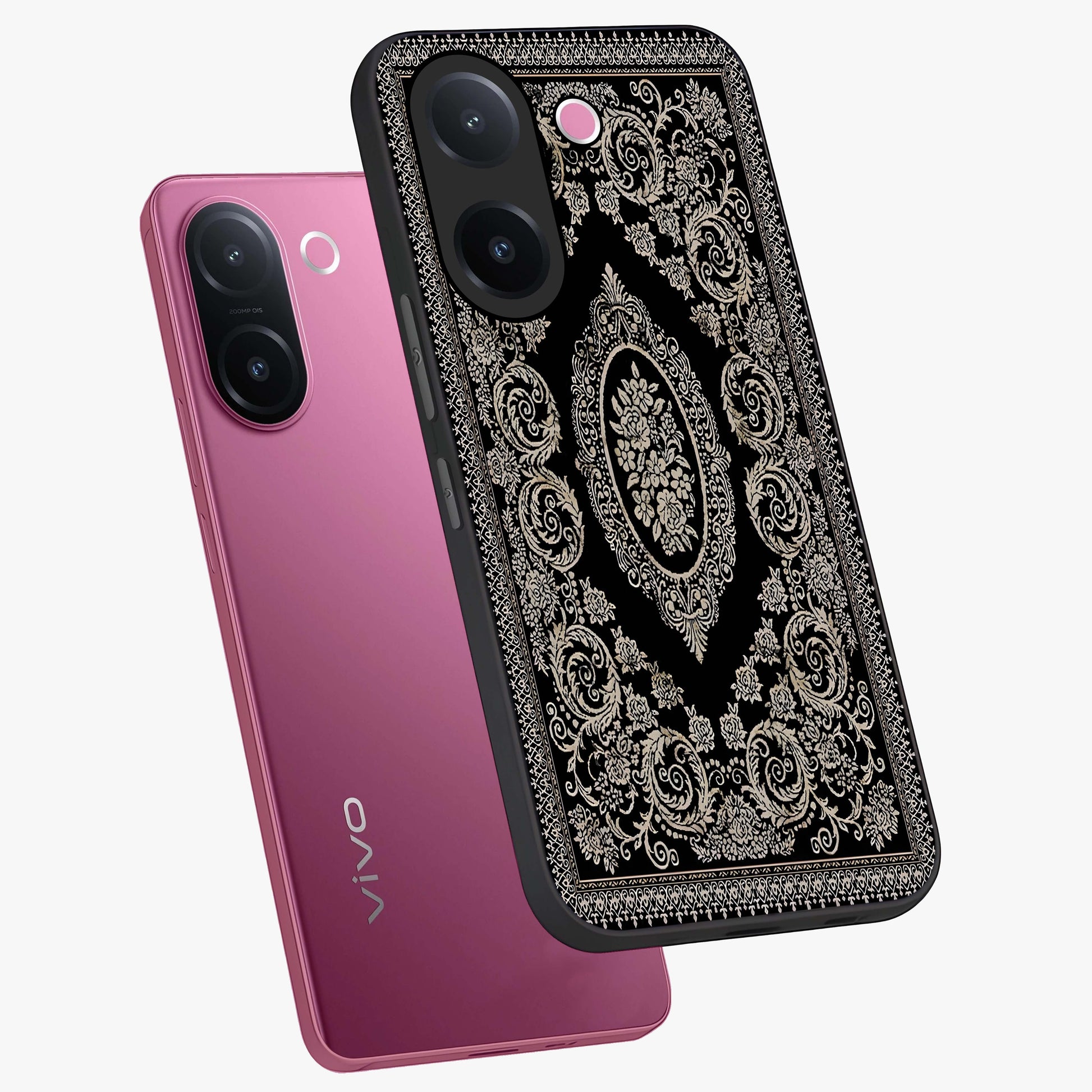Noir Bloom Elegance Glass Case displayed in angled mockup highlighting refined flower design with stylish noir aesthetic.