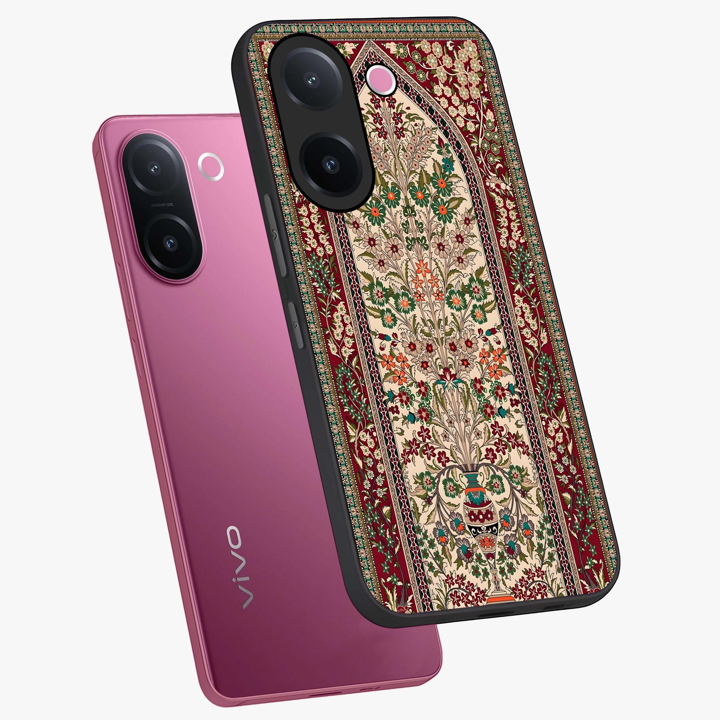 Persian Inspired Glass Case displayed in angled mockup highlighting intricate traditional design with elegant cultural aesthetic.