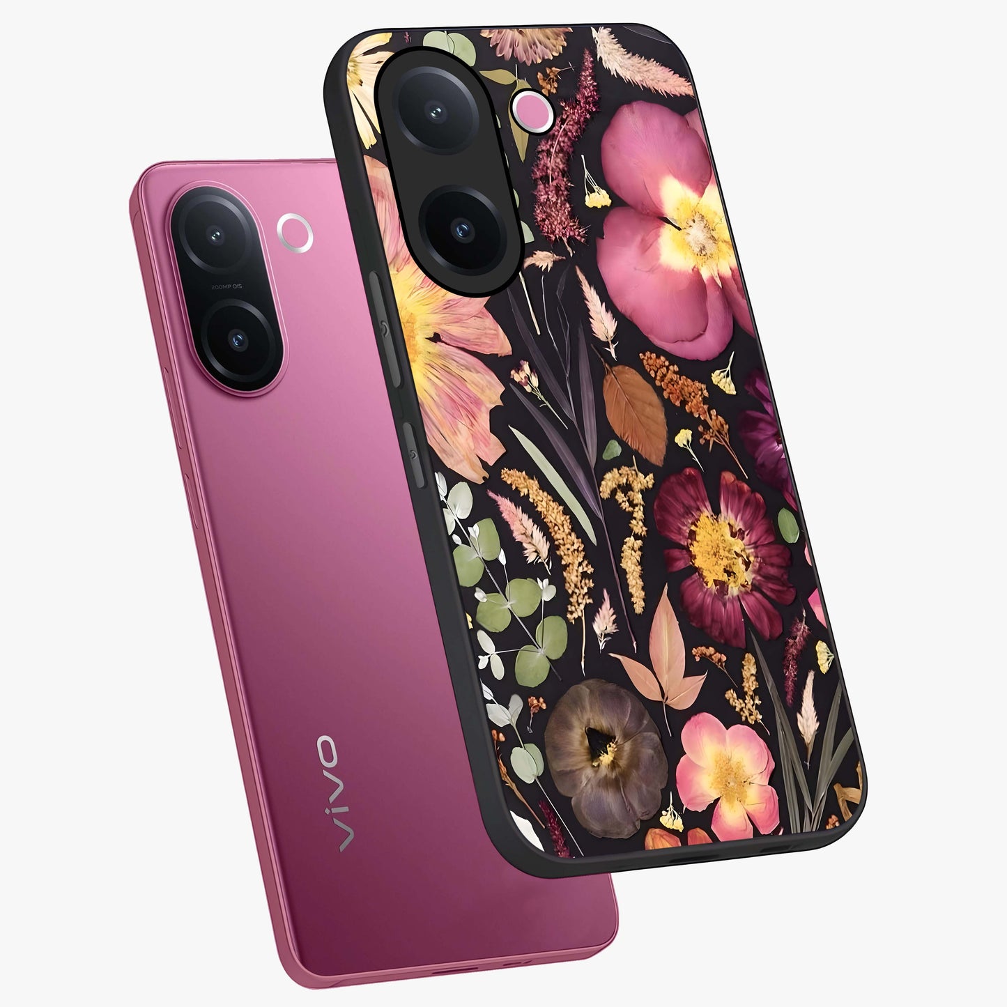 Petal Dream Tapestry Glass Case displayed in angled mockup highlighting decorative petal pattern with elegant botanical aesthetic.