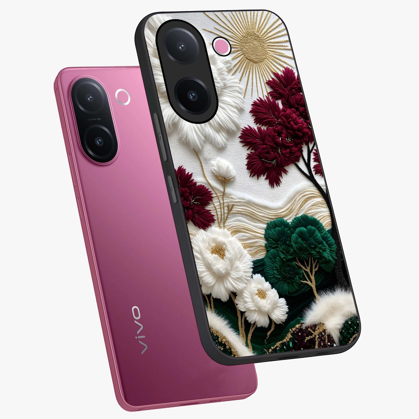 Radiant Bloom Elegance Glass Case displayed in angled mockup highlighting graceful floral design with radiant aesthetic style.