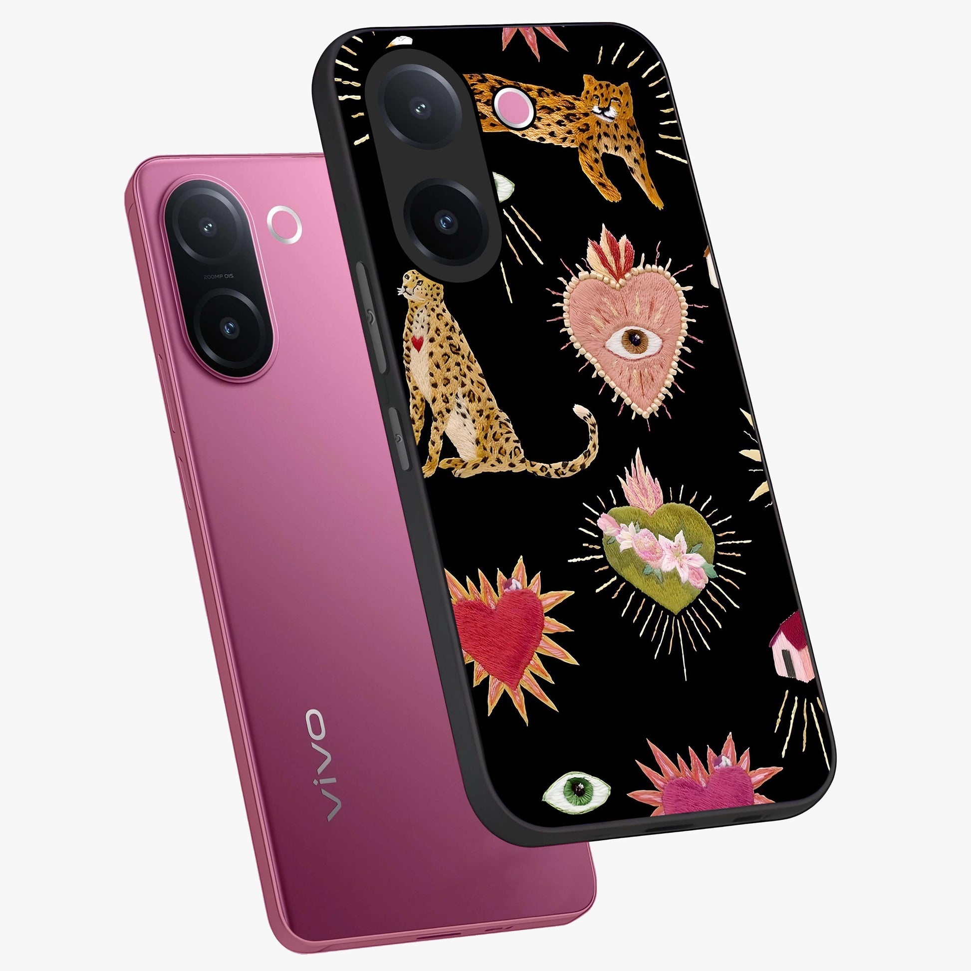 Sacred Jungle Heart Glass Case displayed in angled mockup highlighting lush tropical design with natural aesthetic style.